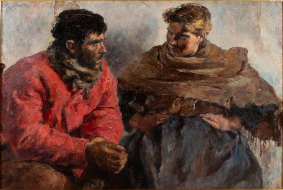 1870-Konrad Starke - Una coppia di pescatori fiamminghi